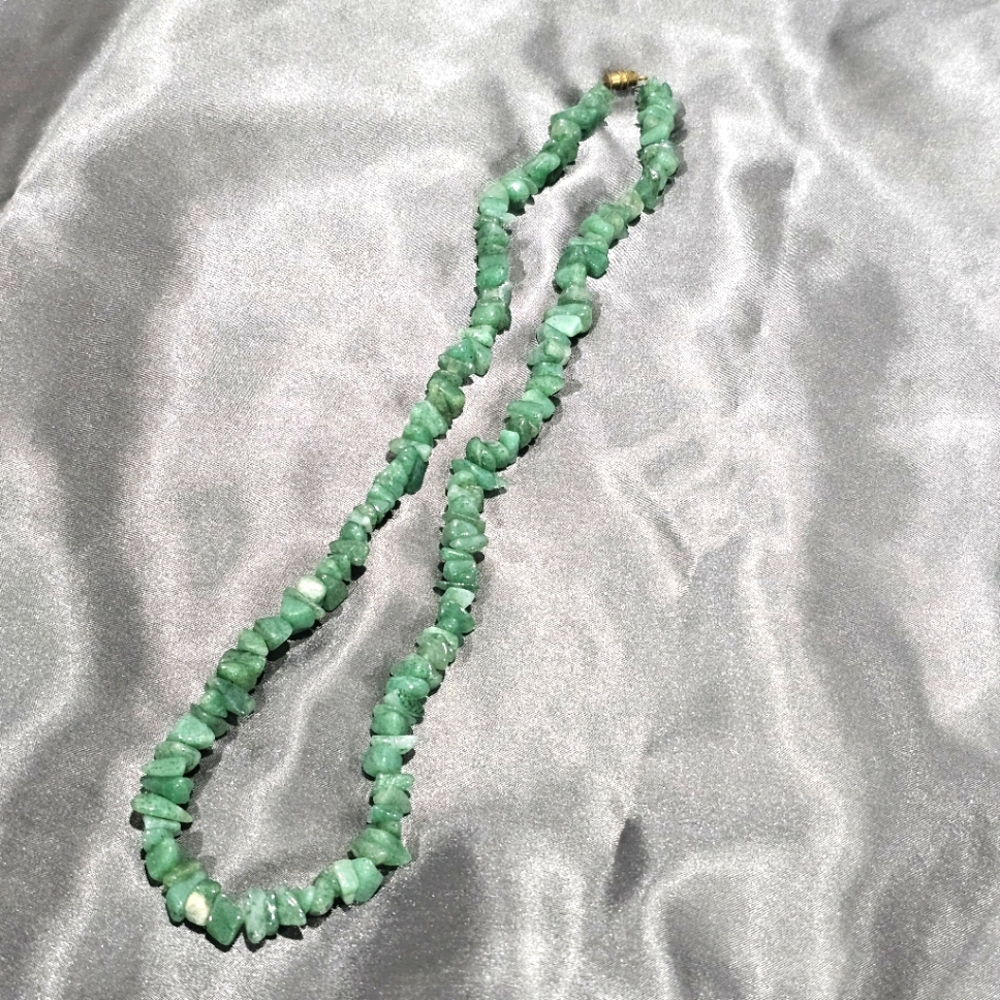 Green Long Chip Vintage Jade Heavy Necklace